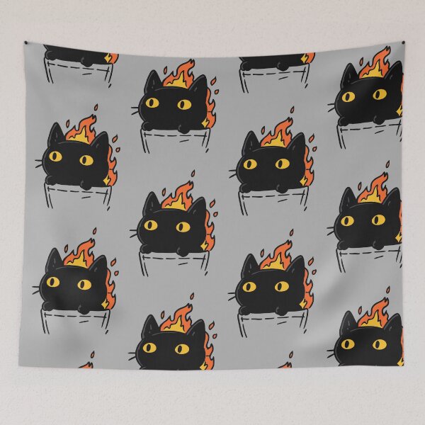 Item preview, Flaming Pocket Black Cat On Fire Cute Chaos | Funny Void Cat Art designed and sold by kuwagatamushi.