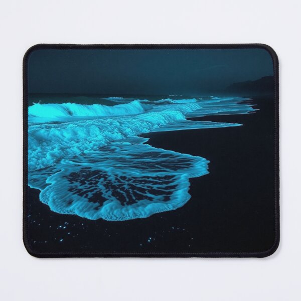 Item preview, Bioluminescent Waves Night Beach Art designed and sold by IntelliMindDesigns.