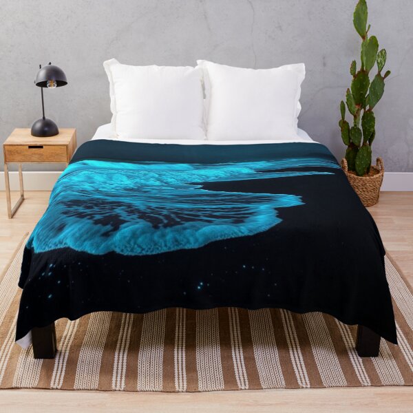 Item preview, Bioluminescent Waves Night Beach Art designed and sold by IntelliMindDesigns.