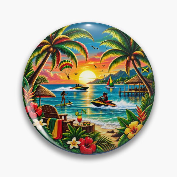 Item preview, Tropical Jamaica Sunset Beach Sunset - Rasta Paradise Vibes designed and sold by digitalbob60.