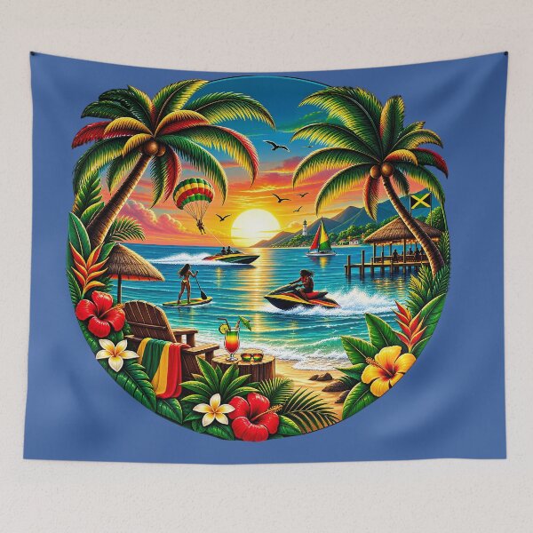 Item preview, Tropical Jamaica Sunset Beach Sunset - Rasta Paradise Vibes designed and sold by digitalbob60.