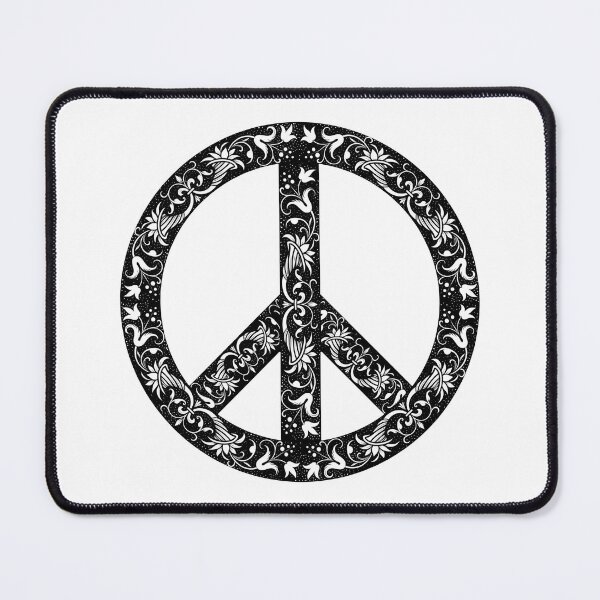 Item preview, Cool Black & White Floral Patterned Peace Sign designed and sold by hisondioma34.
