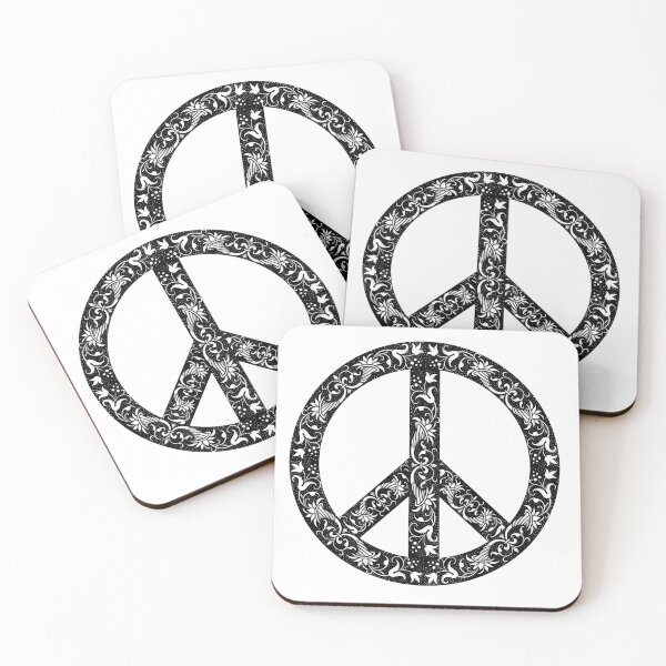 Item preview, Cool Black & White Floral Patterned Peace Sign designed and sold by hisondioma34.