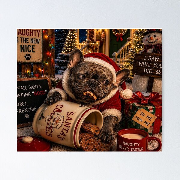 Item preview, Christmas French Bulldog – Naughty Is the New Nice designed and sold by FrenchiesMoneyEaters.