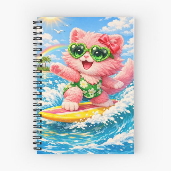 Item preview, Mimi Mew Surfing – Ecstatic Pink Cat Riding the Wave designed and sold by Lalala cute.