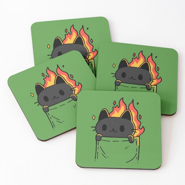 Item preview, Cute Flaming Pocket Black Cat Kawaii Chaos | Funny Void Cat Art designed and sold by kuwagatamushi.
