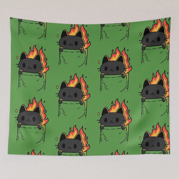 Item preview, Cute Flaming Pocket Black Cat Kawaii Chaos | Funny Void Cat Art designed and sold by kuwagatamushi.