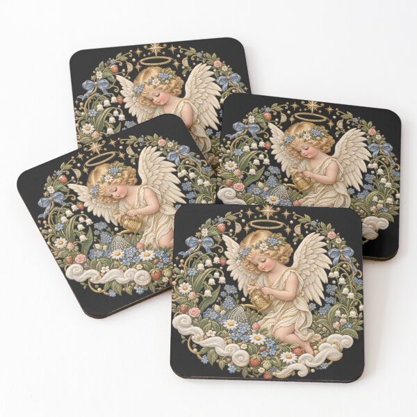 Item preview, Cherub Garden Embroidery – Heavenly Cottagecore Floral Angel designed and sold by Emoji Emblems.