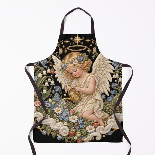 Item preview, Cherub Garden Embroidery – Heavenly Cottagecore Floral Angel designed and sold by Emoji Emblems.