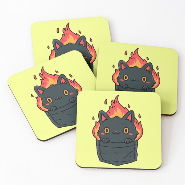 Item preview, Cute Flaming Pocket Black Cat Chibi Void | Fiery Pocket Kitten Art designed and sold by kuwagatamushi.