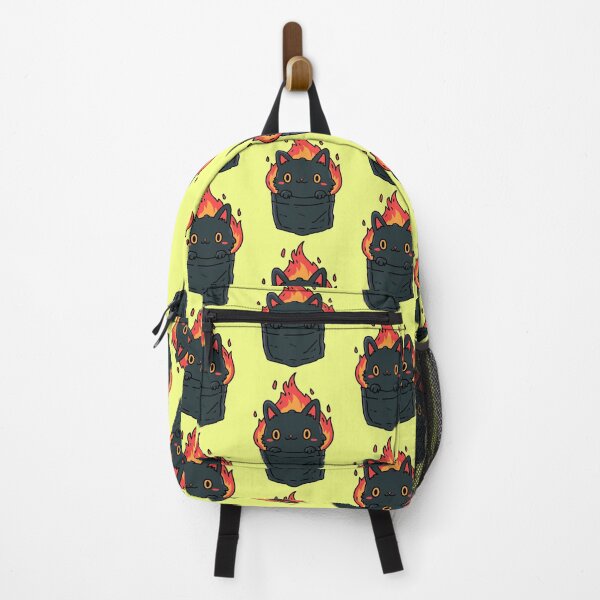 Item preview, Cute Flaming Pocket Black Cat Chibi Void | Fiery Pocket Kitten Art designed and sold by kuwagatamushi.