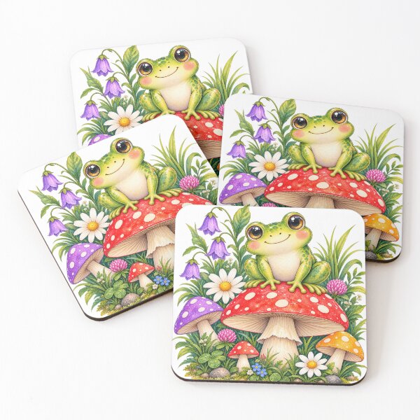 Item preview, Cute Frog on a Mushroom designed and sold by Art12shop.