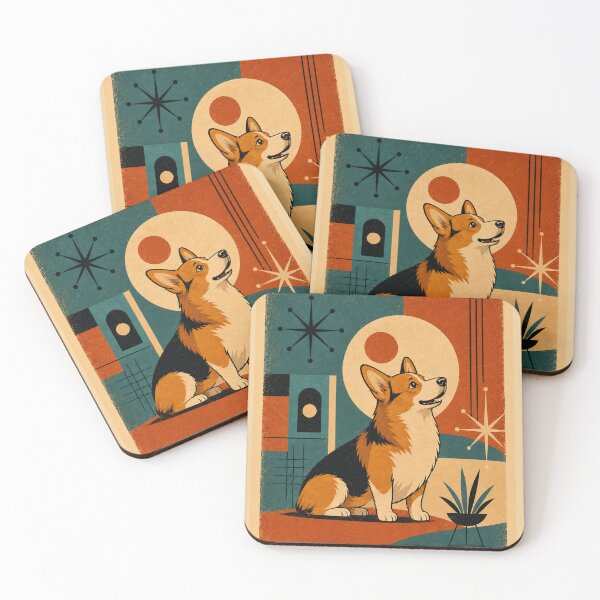 Item preview, Mid-Century Modern Retro Corgi Dog Shirt Print designed and sold by Retroteez.
