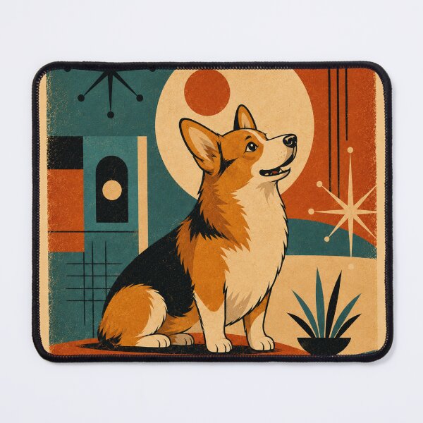 Item preview, Mid-Century Modern Retro Corgi Dog Shirt Print designed and sold by Retroteez.