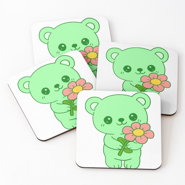 Item preview, Cute Kawaii Green Teddy Bear designed and sold by Phyllya Design.