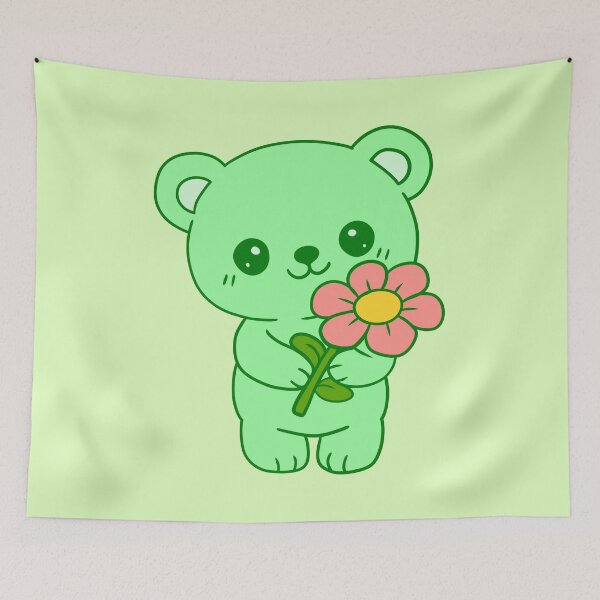 Item preview, Cute Kawaii Green Teddy Bear designed and sold by Phyllya Design.