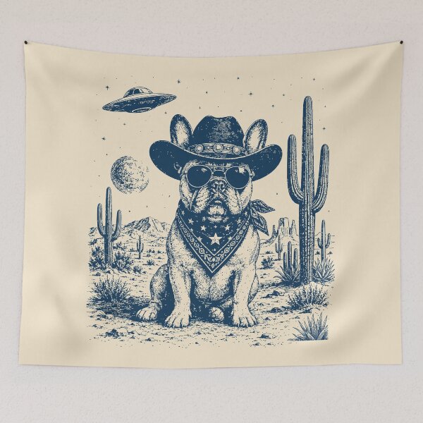 Item preview, Cowboy French Bulldog UFO Retro Western Frenchie    designed and sold by Y-Vibes.