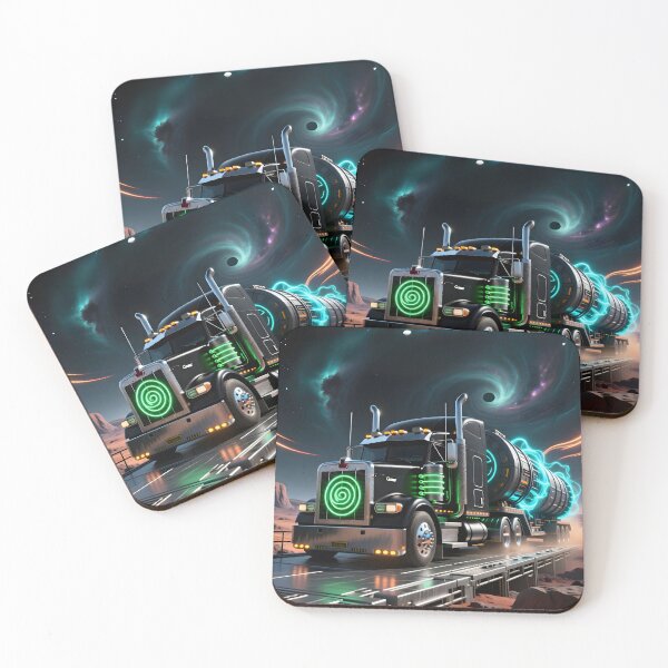 Item preview, Futuristic Black Semi Truck with Neon Green Energy Tanker - Sci-Fi Transport Art designed and sold by Beamsmith.