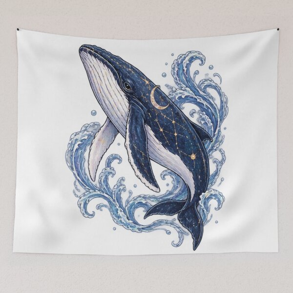 Item preview, Moon Whale – Cosmic Whale Under the Moon designed and sold by GalaxyHaven.