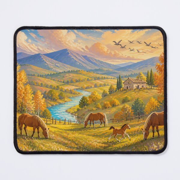 Item preview, Golden Countryside Horses Autumn Landscape Panorama designed and sold by SVox.