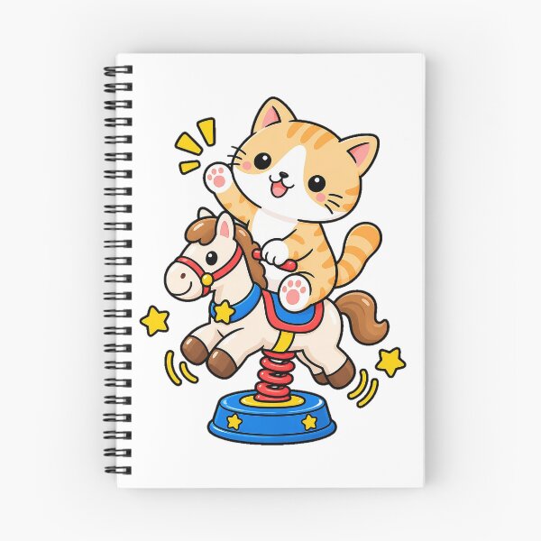 Item preview, Cute Orange Tabby Cat Riding a Spring Horse Kawaii Playground Kitty designed and sold by NoopnyangStudio.