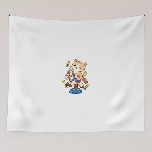 Item preview, Cute Orange Tabby Cat Riding a Spring Horse Kawaii Playground Kitty designed and sold by NoopnyangStudio.