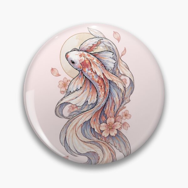 Item preview, Celestial Pink Betta Fish – Moon & Floral Fantasy Fish Illustration designed and sold by GalaxyHaven.