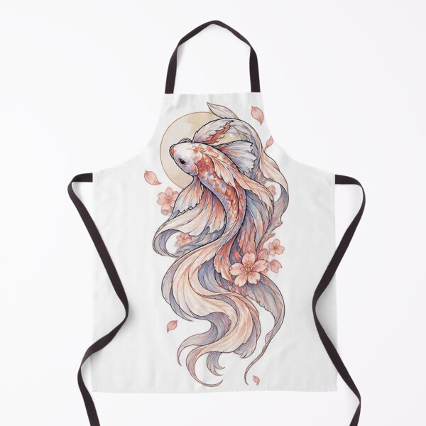 Item preview, Celestial Pink Betta Fish – Moon & Floral Fantasy Fish Illustration designed and sold by GalaxyHaven.