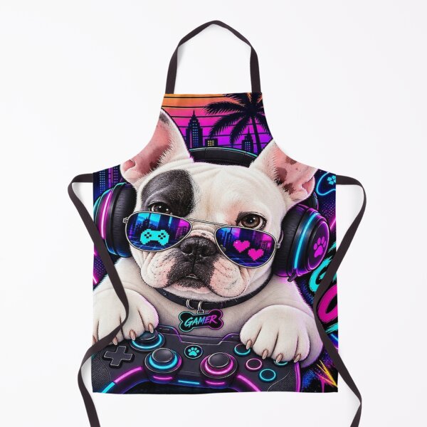 Item preview, Funny Gamer French Bulldog - Game On Neon Synthwave designed and sold by FrenchiesMoneyEaters.