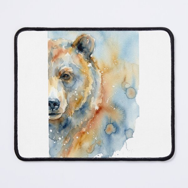 Item preview, Grizzly Half Face, Gold and Blue Grey designed and sold by caracatita75.