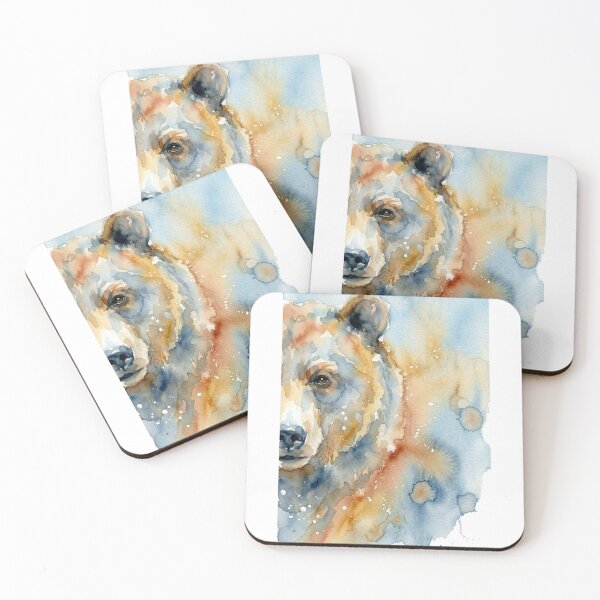 Item preview, Grizzly Half Face, Gold and Blue Grey designed and sold by caracatita75.