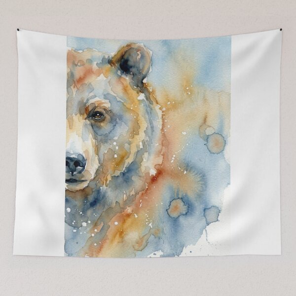 Item preview, Grizzly Half Face, Gold and Blue Grey designed and sold by caracatita75.