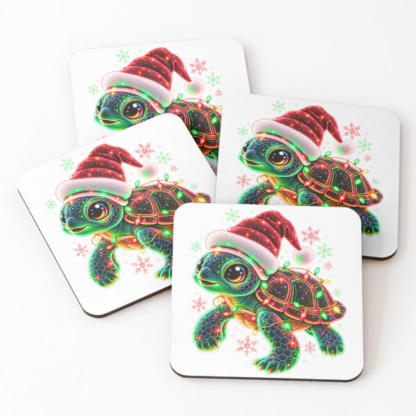 Item preview, Cute Neon Christmas Sea Turtle with Santa Hat  designed and sold by LC&LCPlatform.
