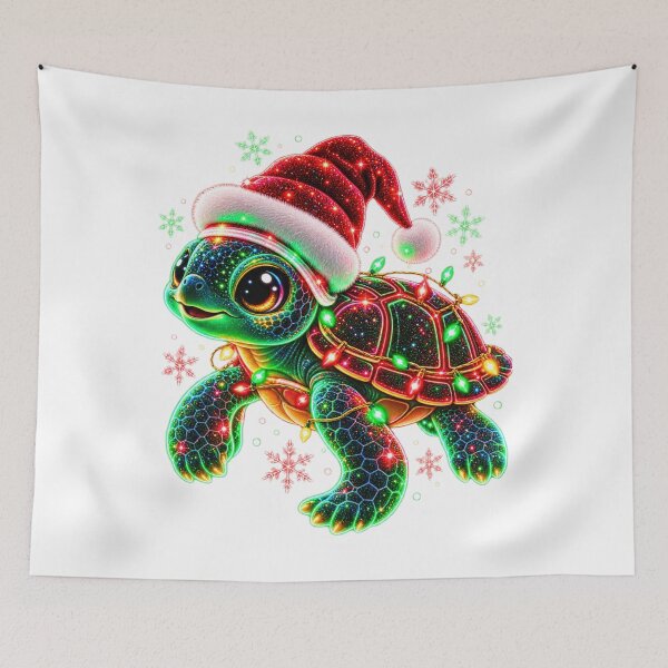 Item preview, Cute Neon Christmas Sea Turtle with Santa Hat  designed and sold by LC&LCPlatform.
