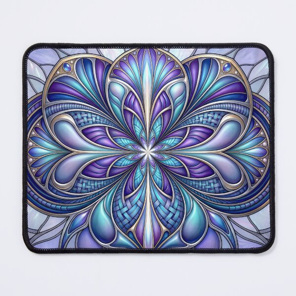 Item preview, Blue Art Nouveau Stained Glass Mandala designed and sold by Frackxion.