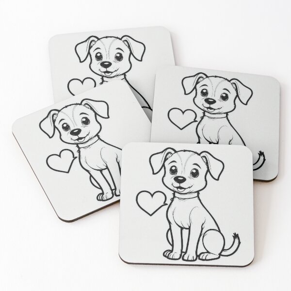 Item preview, Cute Dog with Heart Minimalist Line Art – Dog Lover Love & Friendship designed and sold by PixPixari.