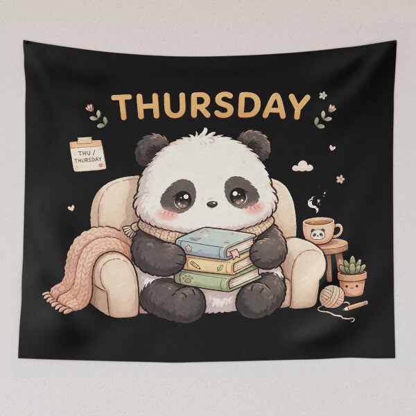 Item preview, Thursday Book Panda Reading - Cute Cozy Book Lover Sticker designed and sold by Surviving Monday Club.
