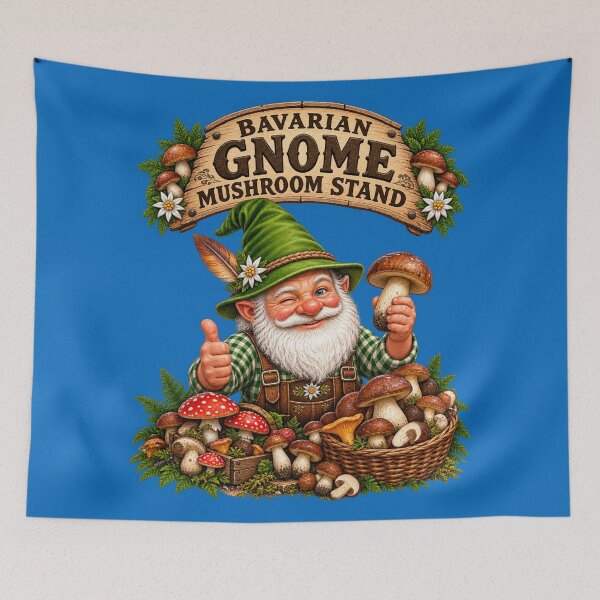 Item preview, Bavarian Gnome Mushroom Stand – Funny Forest Fantasy Vintage Design designed and sold by Alpine-Ink.