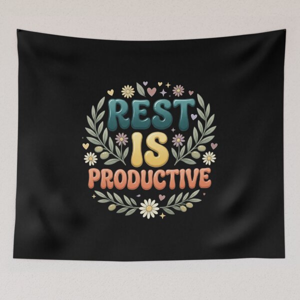 Item preview, Rest Is Productive | Self Care & Slow Living Inspirational Quote designed and sold by Soft Strength Studio.