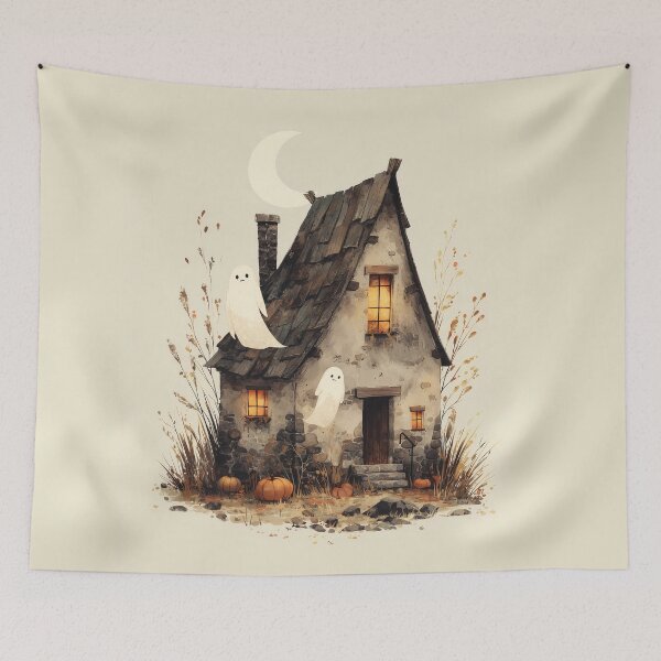 Item preview, Moonlit Haunted Cottage designed and sold by Helenaphotoart.
