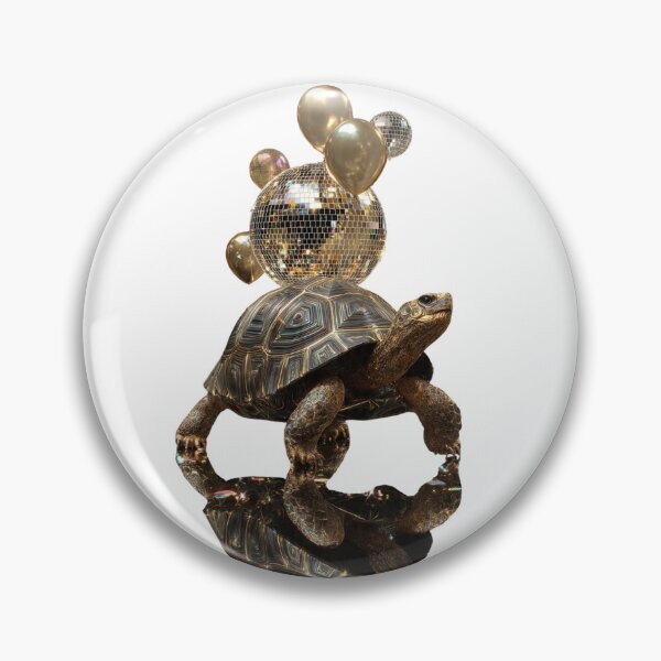 Item preview, Sunrreal Disco Party Turtle with Golden Balloons  designed and sold by LC&LCPlatform.