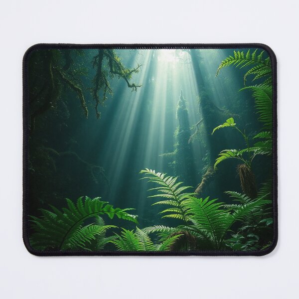 Item preview, Mystical Fern Forest Sunbeams Art designed and sold by IntelliMindDesigns.