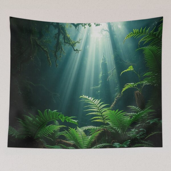 Item preview, Mystical Fern Forest Sunbeams Art designed and sold by IntelliMindDesigns.