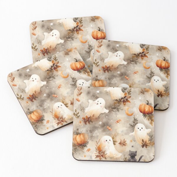 Item preview, Cute Ghosts and Pumpkins Pattern designed and sold by Helenaphotoart.