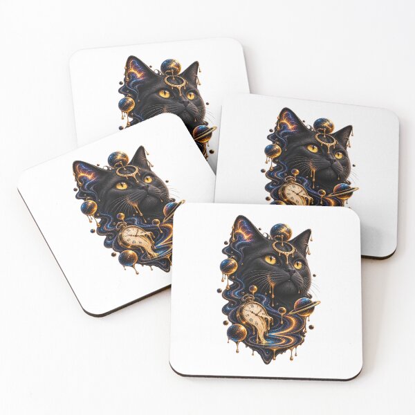 Item preview, Cosmic Black Cat – Surreal Space Fantasy Art designed and sold by WAJIHLZ.