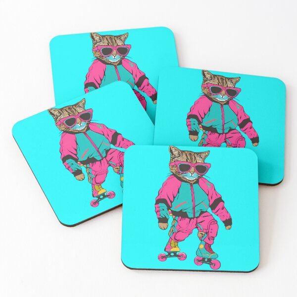 Item preview, 80s Retro Roller Skating Cat designed and sold by Structure-Blue.