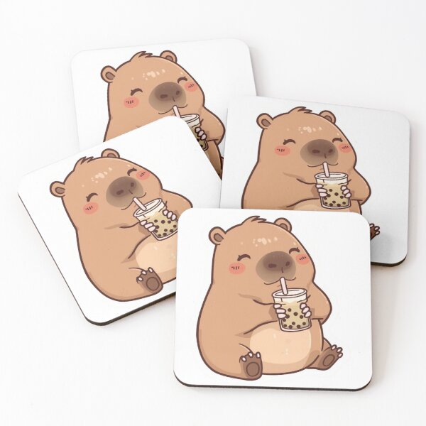 Item preview, Capybara Drinking Boba Tea designed and sold by CoralCactusArt.