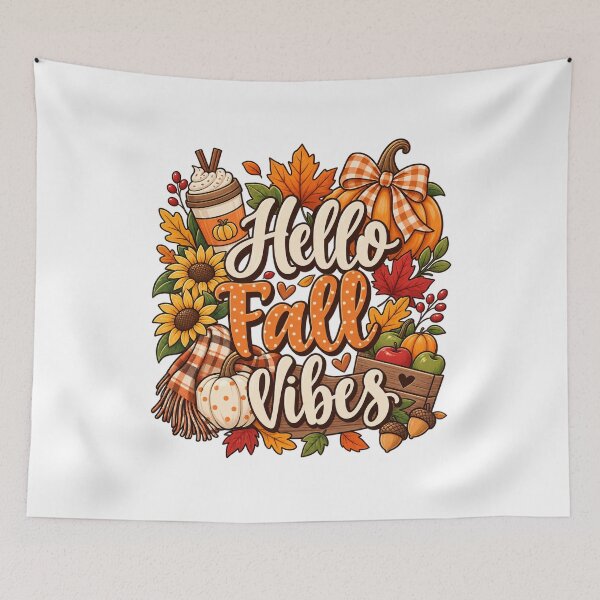 Item preview, Hello Fall Vibes – Cute Cozy Autumn Pumpkin & Coffee Design designed and sold by afr-saad.