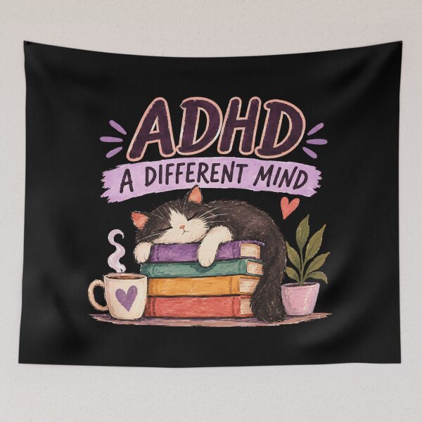 Item preview, ADHD A Different Mind cute cozzy Cat Lover Quote designed and sold by Marti’s Shop Corner.