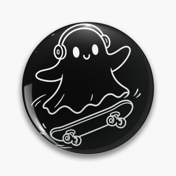 Item preview, Chill Ghost Skateboarder – Cute Ghost with Headphones designed and sold by SakuraHQ.